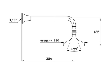 ECCELSA 303EC318A - Rain shower with arm by RUBINETTERIE STELLA - view 3